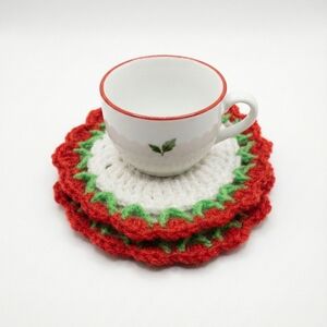 Crochet Coasters Red Tulips